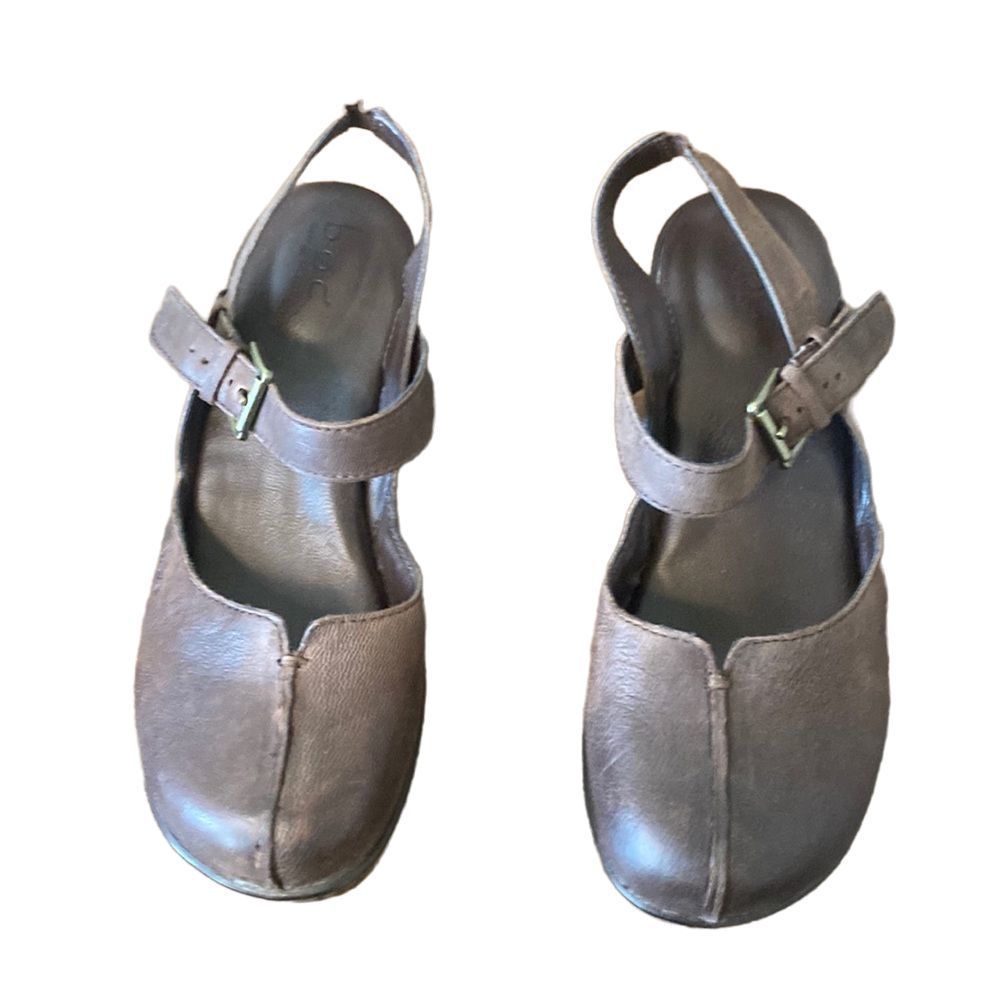 BOC BORN Brown Leather Maryjane Clog Heeled Shoes 8